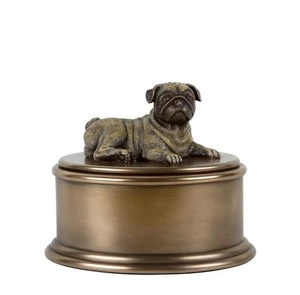 Pet Cremation Pug Figurine Bronze Urn Ashes Dog Memorial Keepsake - Picture 1 of 3