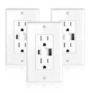 Enchufe de toma de receptáculo de pared cargador USB-C 18W para Samsung iPhone 5.8AMP 3PK EE. UU. - Imagen 1 de 12