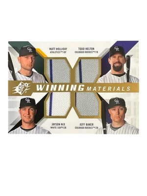 Matt Holliday Todd Helton Jayson Nix Jeff Baker 2009 Upper Deck SPX Quad Patch - Image 1 of 3