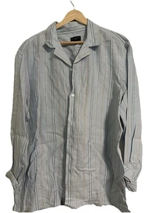 Club Monaco Powder Blue Striped Button Down Shirt Mens Sz L Businesscore Linen - Picture 1 of 7