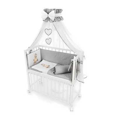 BABYHAFEN Beistellbett Babybett 90 × 40 cm Design Giraffe grau komplett Set, Komplettbett