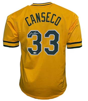 Jose Canseco Signed Oakland Yellow Baseball Jersey JSA - Image 1 of 3