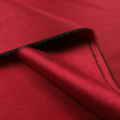 Crimson Red Dupioni Fabric 58" by the yard Shot Black Iridescent Faux Silk - Image 1 of 4