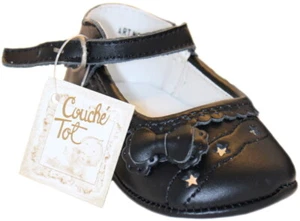 Baby Mädchen COUCHE TOT Lauflernwagen Kinderwagen Schuhe matt schwarz weiches Leder | 0 - 15 Monate - Bild 1 von 12