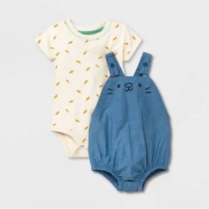 Juego superior e inferior Baby Chambray Bunny gato y gato talla 12M - Imagen 1 de 2