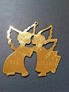 VTG LILIKINS LILLIAN VERNON METAL ANGEL BOY GIRL CHRISTMAS ORNMENT PERSONALIZED - Picture 1 of 7