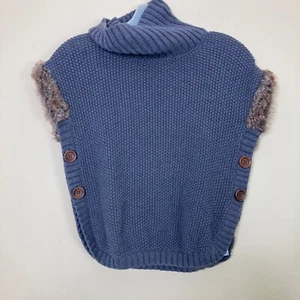 Aspen Kids Sweater Medium 7 8 Faux Fur Buttons Gray Turtleneck Pullover - Picture 1 of 8