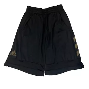 Adidas Athletic Shorts Youth Medium Black and Gold Climate 100% Polyester EUC - Picture 1 of 5