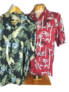 2 Men's Hawaiian Shirts Boca Classic Tropical Button Up Short Sleeve Sz Large - Picture 1 of 11