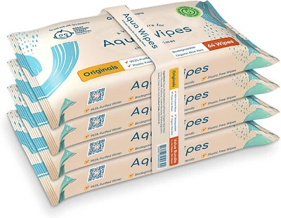 Aqua Wipes Originals Value Bundle Baby Wipes Sensitive 4 Packs of 64 Wipes