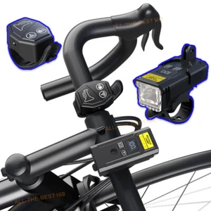 Bicycle LED Headlight Bike Front USB Rechargeable Light With Horn Speedometer - Picture 1 of 22