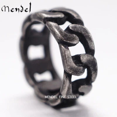 MENDEL Mens Stainless Steel Biker Miami Cuban link Band Ring for Men Size 7-15 - Image 1 of 4