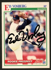 Ed Vosberg #757 signed autograph auto 1991 Score Baseball Trading Card