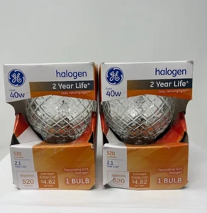 2 GE 40 Watt  Crystal CUT GLASS Globe Light Bulb G25, Medium Base 520 Lumens - Bild 1 von 7