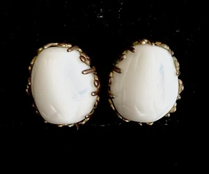 Vintage Miriam Haskell signierte Art Deco gesteppte gegossene Glas OHRRINGE - Bild 1 von 6