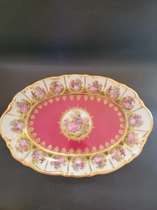 STW Bavaria Germany Oval plate 12.75" 22K Fragonard Love Story - Picture 1 of 11