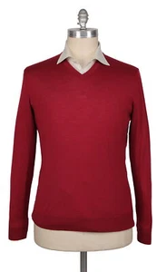Kiton Red Wool V-Neck Sweater - (KT126222) - Picture 1 of 4