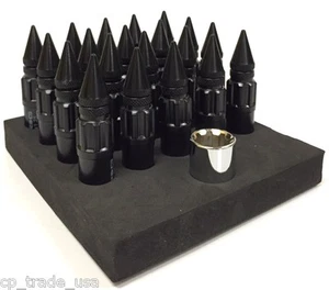 NRG STEEL SPIKED EXTENDED LUG NUT SET 12X1.25MM BLACK 20PCS FOR NISSAN - Picture 1 of 4