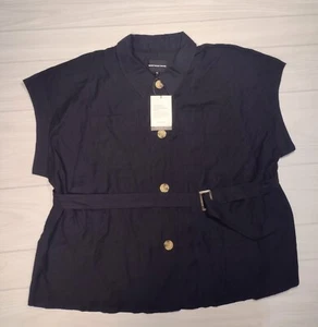 Who What wear women's button Down short sleeve black blouse size 4XL - Picture 1 of 6