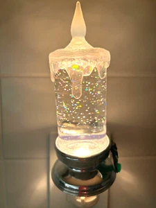 Christmas Candle Plug In Night Light Midwest CBK Lights In The Night Glitter New - Picture 1 of 9