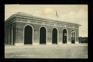 Post Office postcard Florida FL Dania flag arches street view - Picture 1 of 2