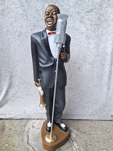 Sänger Louis Armstrong Trompeter Groß Figur Jazz Musiker Skulptur Mikrofon An80 - Picture 1 of 7