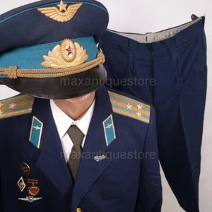 Pilot 1. Klasse PARADE Sowjet Armee Union OBERST Uniform Mütze 57 Medaillen Orden - Bild 1 von 24