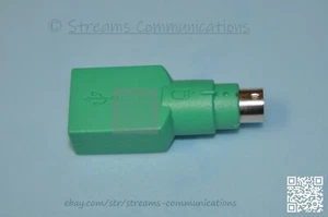 Genuine Microsoft PS/2 Male to USB Female Adapter Converter Green - Picture 1 of 6