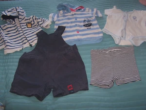 👶5 tlg. Paket Babykleidung Junge Gr. 62 Sweatjacke, kurze Hosen, Shirt, Body👶 - Bild 1 von 7