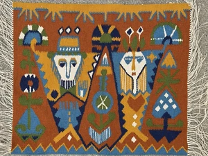 Arazzo tessitura tessile M. Rustad matrimonio Brudeparet Kilim Norvegia MCM arte popolare - Foto 1 di 9