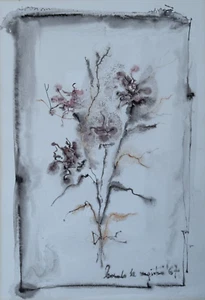 LEONARDO DE MAGISTRIS SIGNED ORIGINAL PAINTING FLORAL ABSTRACT WATERCOLOR 1967 - Picture 1 of 20