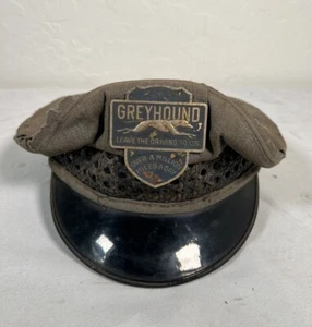 Gorra de conductor de autobús galgo antigua rara con insignia - Imagen 1 de 10