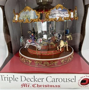 Mr. Christmas Triple Decker Carousel Animation Lights & Music Plays 50 Songs NEW - Picture 1 of 8