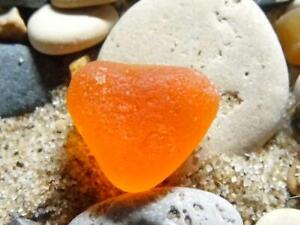 1 Multi Neon UV Orange Amberina Heart JQ RARE Genuine Seaham English Sea Glass