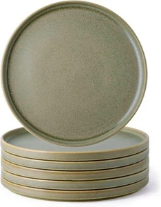 Stoneware Dinner Plates Set Of 6 10.25 Inch Reactive Matte Glaze Ceramic Plates - Picture 1 of 6
