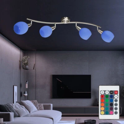 Spot Lampe Plafonnier Télécommande 4 Flammes Dimmable Verre RGB LED - Photo 1/4