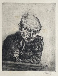  LUDWIG MEIDNER AUTORRETRATO GRABADO FIRMADO 1923 - Imagen 1 de 1