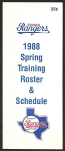 1988 TEXAS RANGERS Spring Training ROSTER & SCHEDULE BROCHURE - Picture 1 of 1
