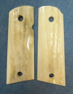 1911 REAL ELK STAG MED BROWN COLOR GRIPS COMPACT FITS COLT S&W & CLONES - Picture 1 of 7