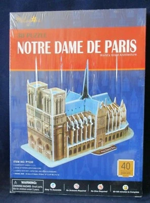 Nortre Dame De Paris Cathedral Milagros 3D Puzzle 40 pc New Sealed PT220 - Image 1 of 4