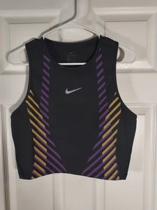 Nike Womens GX Runway Crop Top Tank Fitted Midriff Black DJ0944 010 Sz Large $55 - Picture 1 of 3