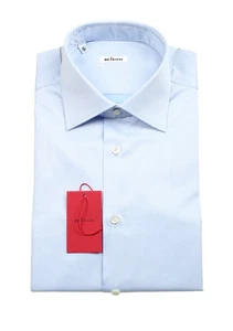 Kiton Hemd einfarbig blau Größe 41 IT / 16 USA neu mit Etikett - Bild 1 von 3