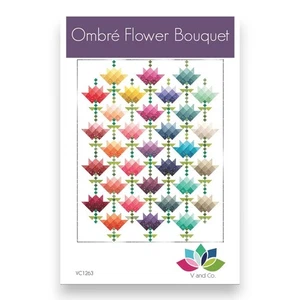 Ombre Flower Bouquet Quilt Pattern 56"x72" or 56"x56" by Vanessa Christenson - Picture 1 of 5