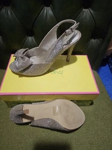 Convertibles Lt Gold Sophie 9M High Heeled 5" Shoes Blingy Glittery - Picture 1 of 8