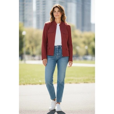 Chaqueta Blazer STUDIO I Mujer Roja Gamuza Como Cremallera Frontal Mediana Foto 1 de 4