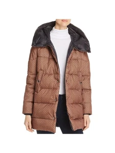 MKT STUDIO Womens Black Button  Front Puffer Hooded Winter Jacket Coat 38 - Picture 1 of 6