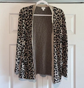 J. Crew Women’s Leopard Print Open Front Cardigan Sweater Size Small - Picture 1 of 4