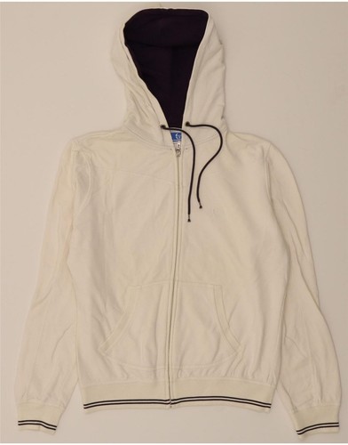 OFF WHITE Felpa donna con cappuccio zip SERGIO TACCHINI UK 16 grande bianco sporco cotone DA19