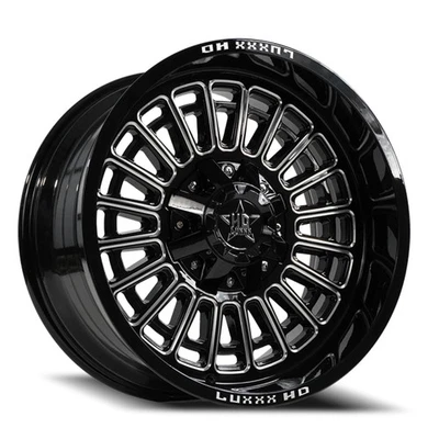 22x12 Luxxx HD LHD27 Gloss Black Milled Wheel 5x5-5.5 (-44mm) - Image 1 of 4