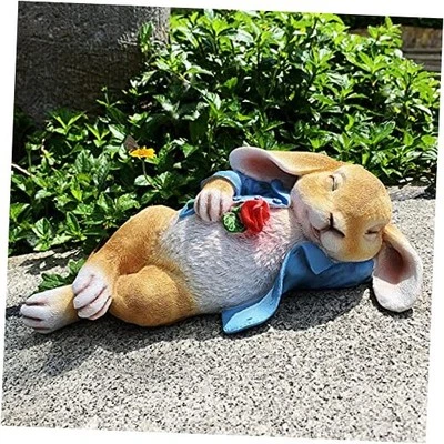 Estatuas de jardín conejo, conejito de fantasía arte exterior decoración animales estatuillas azules Foto 1 de 4